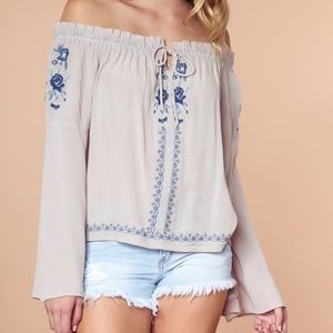 EMBROIDERED OFF SHOULDER BLOUSE [BKTB006104]